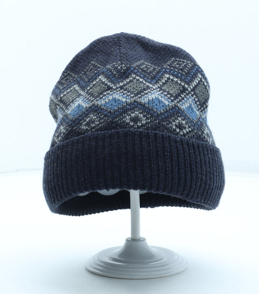 Preworn Boys Blue Fair Isle Acrylic Beanie Size S