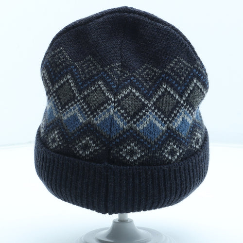 Preworn Boys Blue Fair Isle Acrylic Beanie Size S