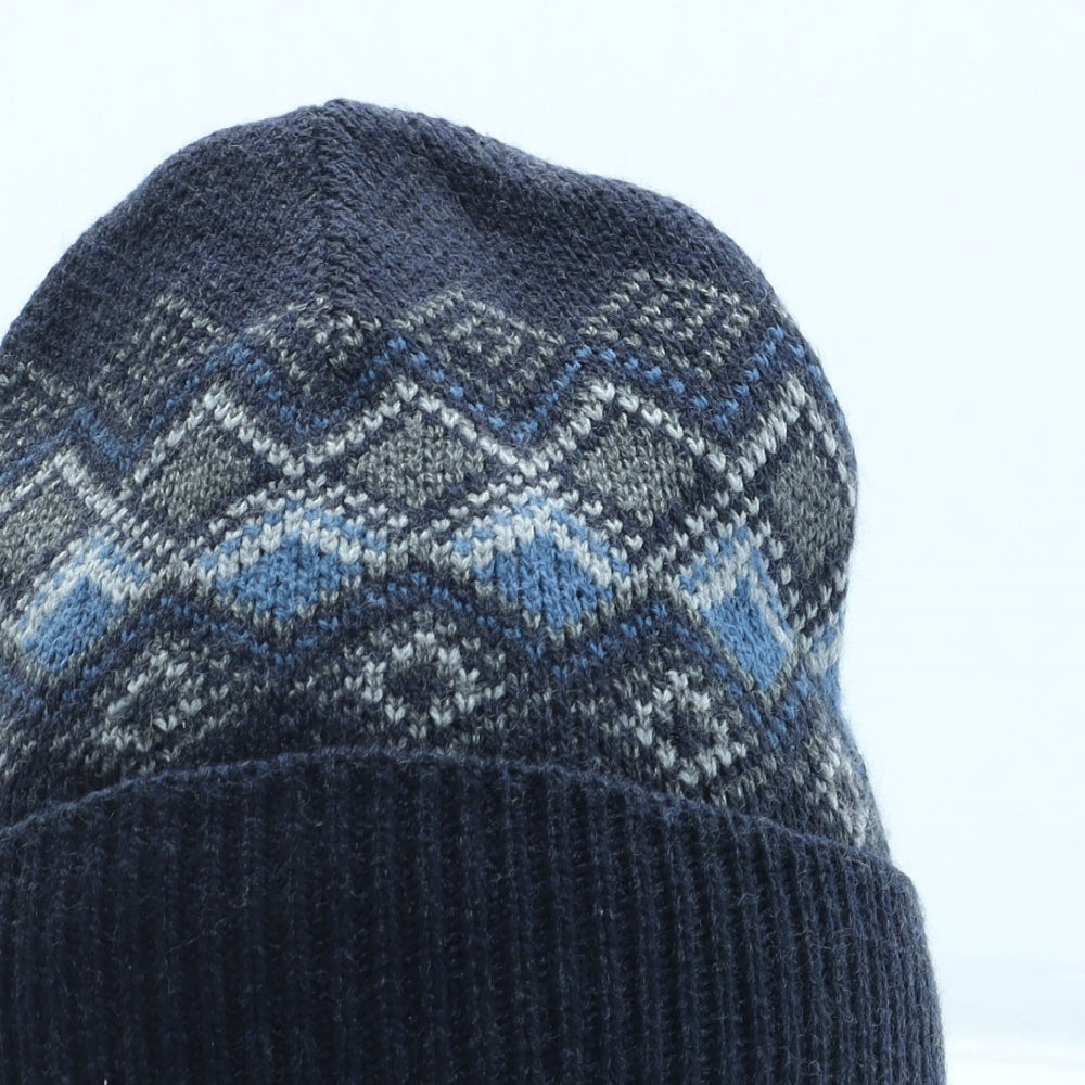 Preworn Boys Blue Fair Isle Acrylic Beanie Size S