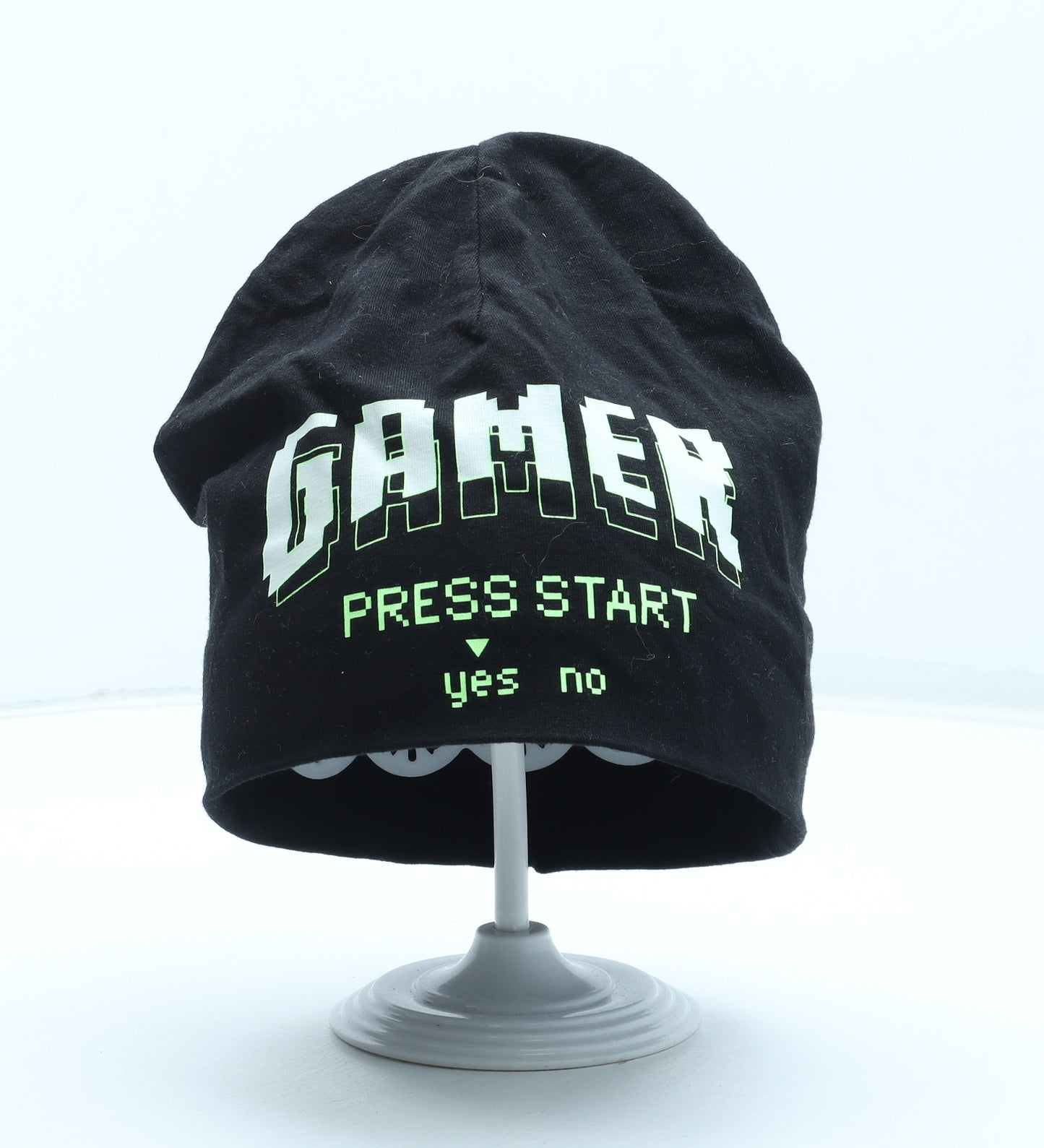Preworn Boys Black Polyester Beanie One Size - Gamer