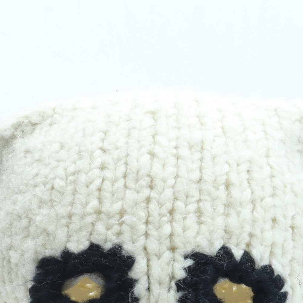 River Island Womens White Acrylic Winter Hat One Size - Panda
