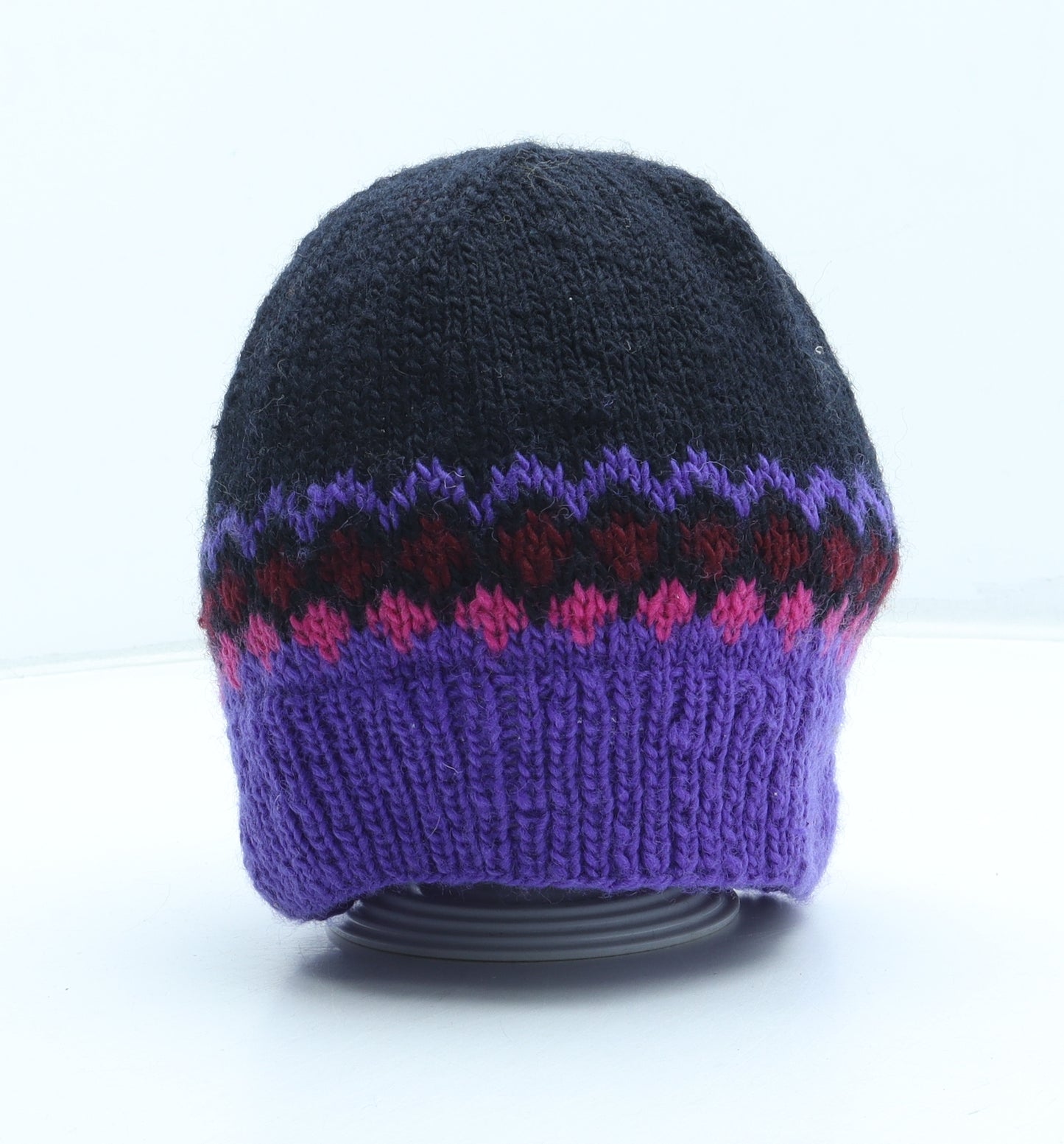 People Tree Womens Purple Geometric Acrylic Beanie One Size