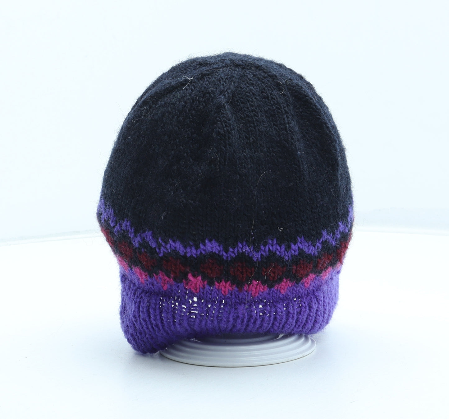 People Tree Womens Purple Geometric Acrylic Beanie One Size