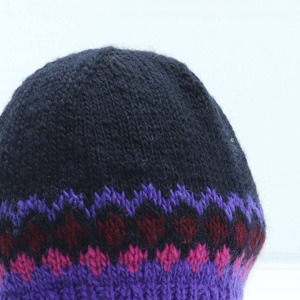 People Tree Womens Purple Geometric Acrylic Beanie One Size