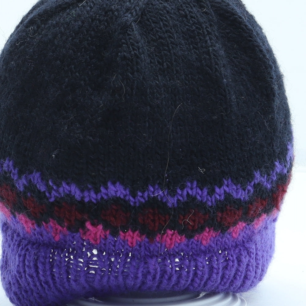 People Tree Womens Purple Geometric Acrylic Beanie One Size