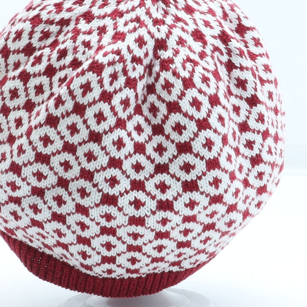 Preworn Girls Red Acrylic Winter Hat Size S