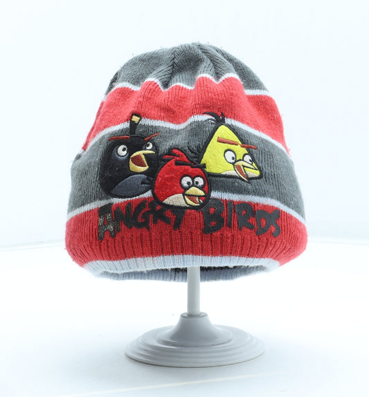 George Boys Grey Acrylic Winter Hat Size S - Angry Birds