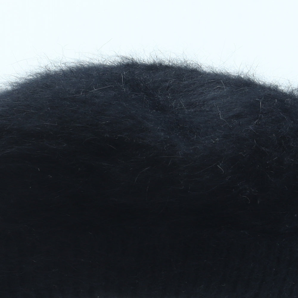Lili & Poppy Womens Black Angora Winter Hat One Size