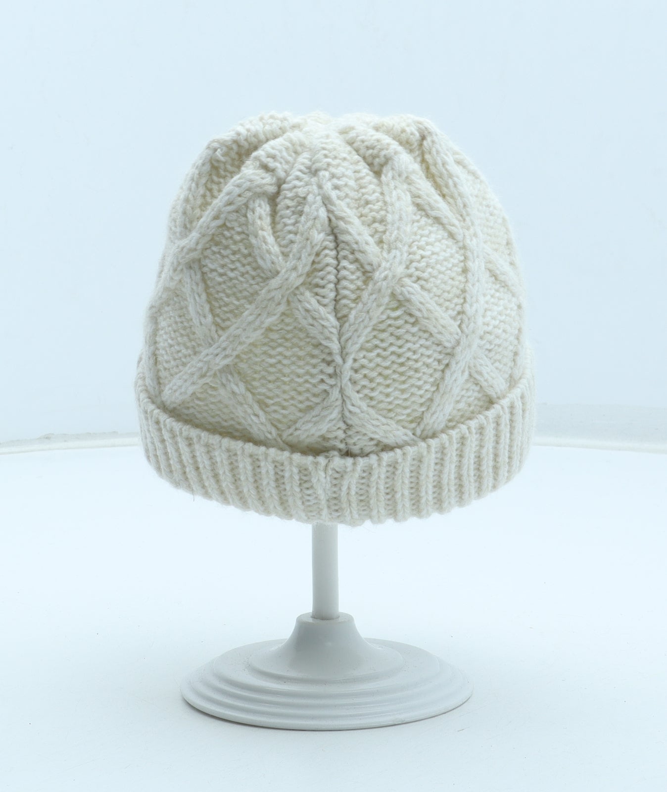F&F Girls White Acrylic Winter Hat One Size