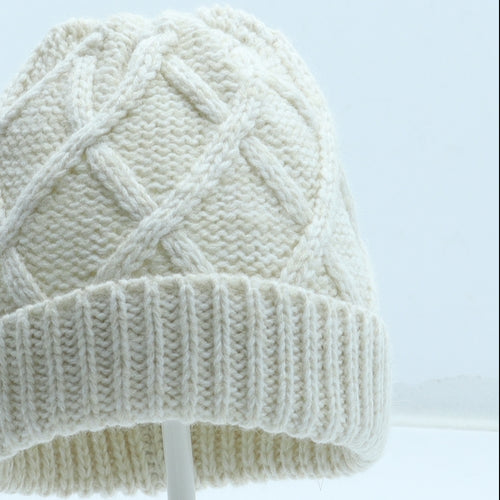 F&F Girls White Acrylic Winter Hat One Size