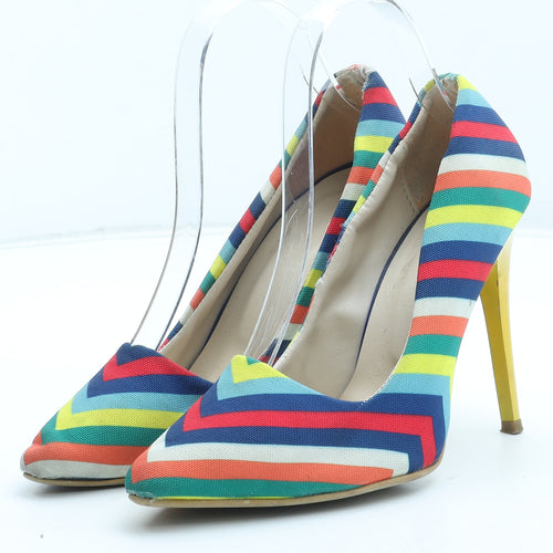 Preworn Womens Multicoloured Striped Polyester Court Heel UK
