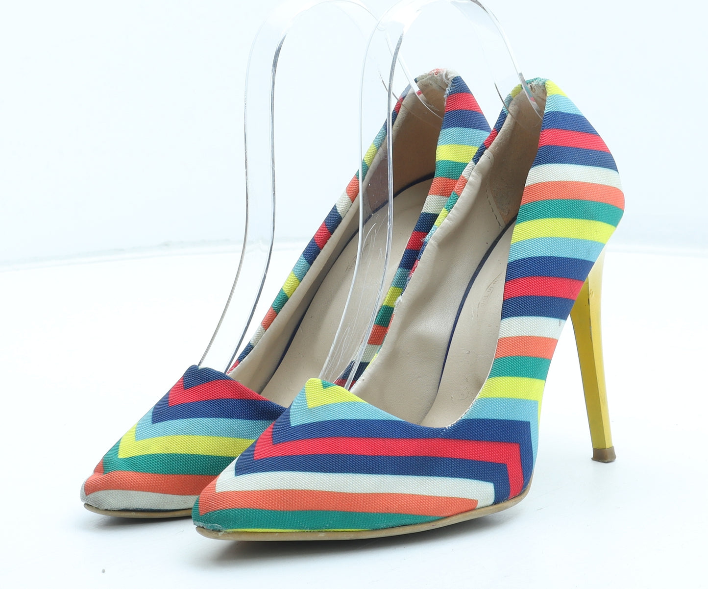 Preworn Womens Multicoloured Striped Polyester Court Heel UK
