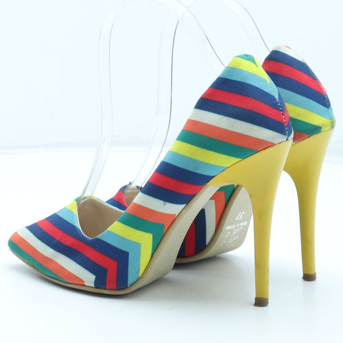 Preworn Womens Multicoloured Striped Polyester Court Heel UK