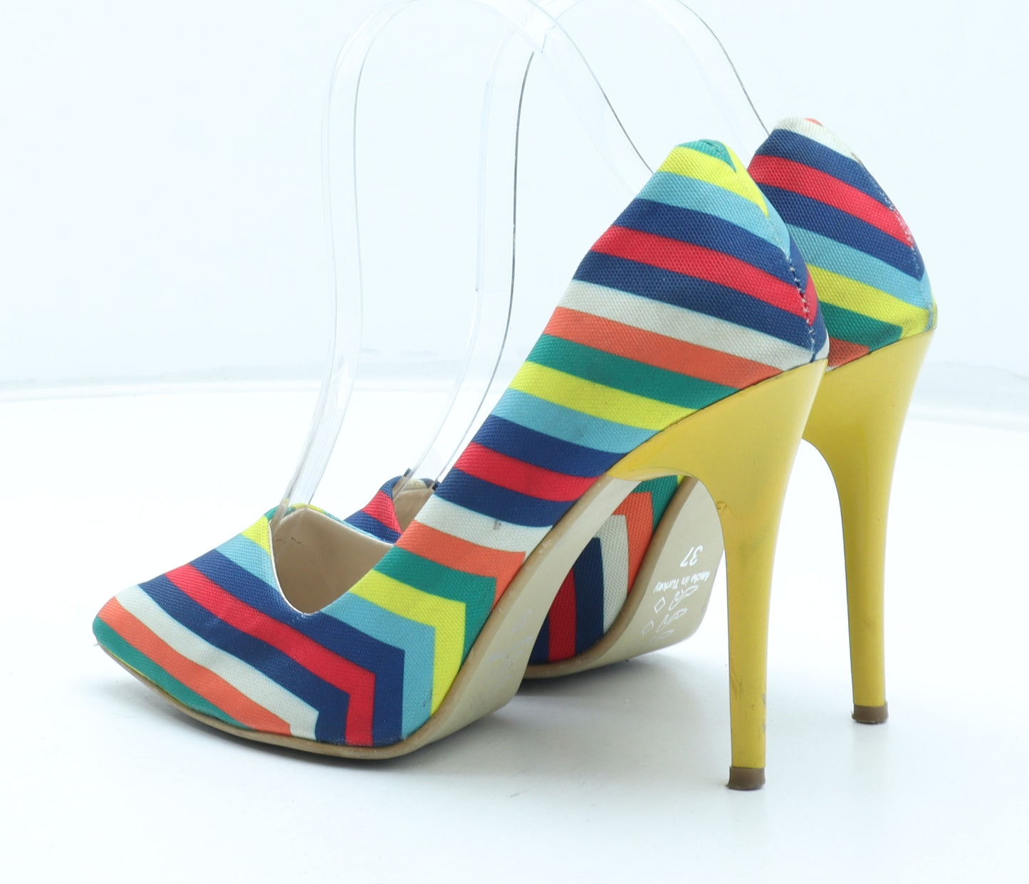 Preworn Womens Multicoloured Striped Polyester Court Heel UK