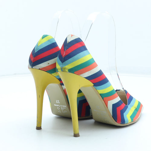 Preworn Womens Multicoloured Striped Polyester Court Heel UK