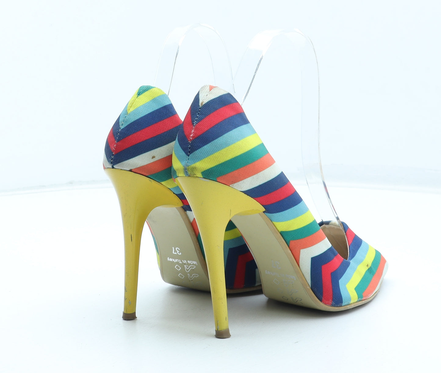 Preworn Womens Multicoloured Striped Polyester Court Heel UK