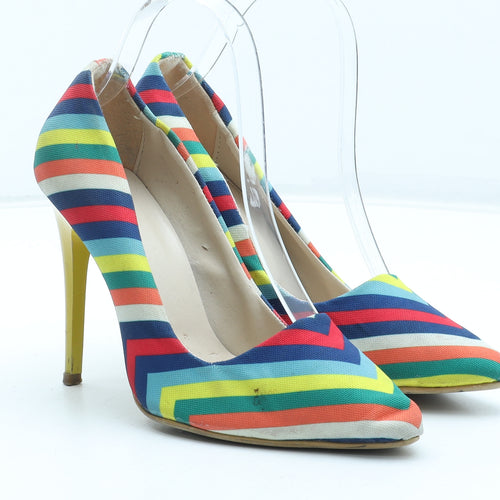 Preworn Womens Multicoloured Striped Polyester Court Heel UK