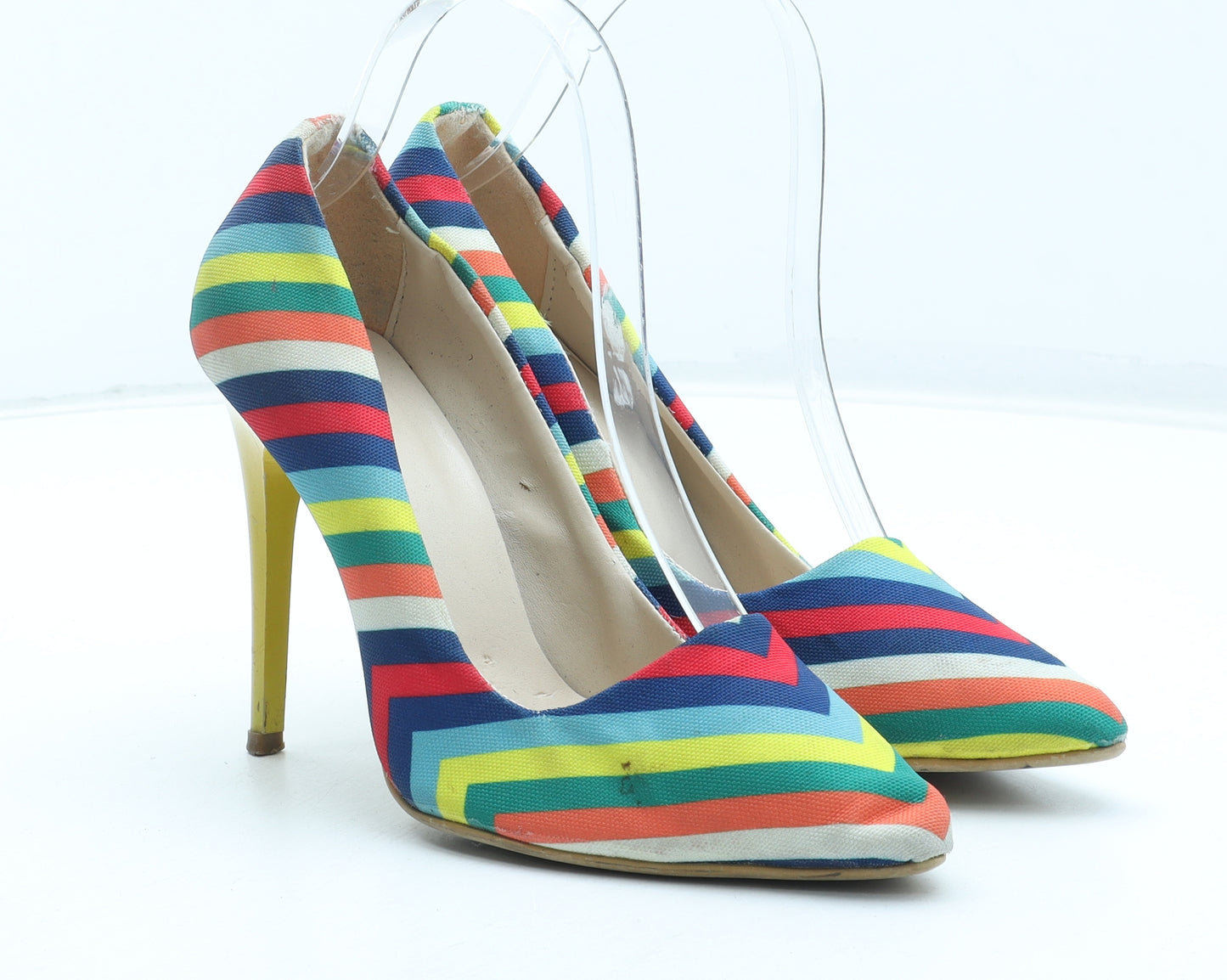 Preworn Womens Multicoloured Striped Polyester Court Heel UK