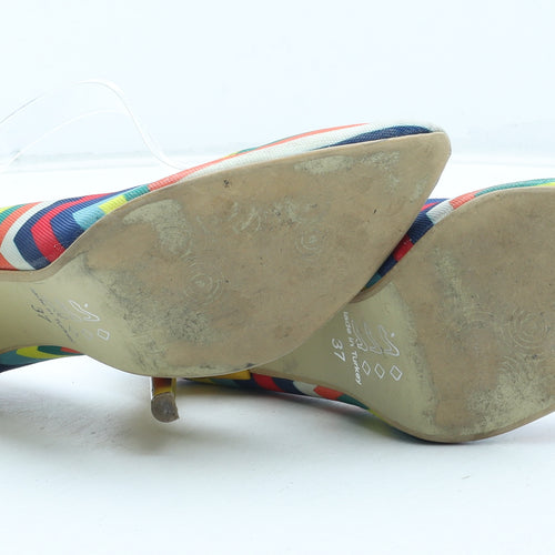 Preworn Womens Multicoloured Striped Polyester Court Heel UK