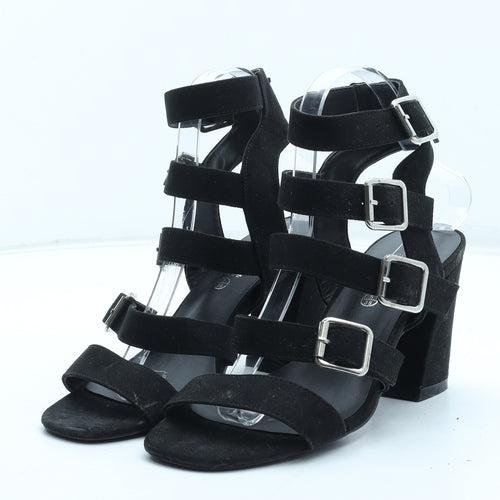 Truffle Womens Black Polyurethane Gladiator Heel UK