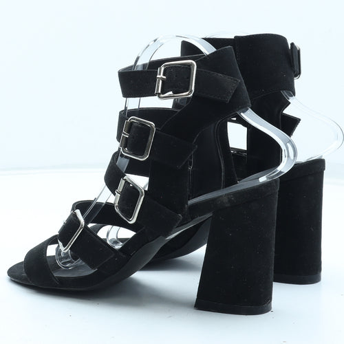 Truffle Womens Black Polyurethane Gladiator Heel UK