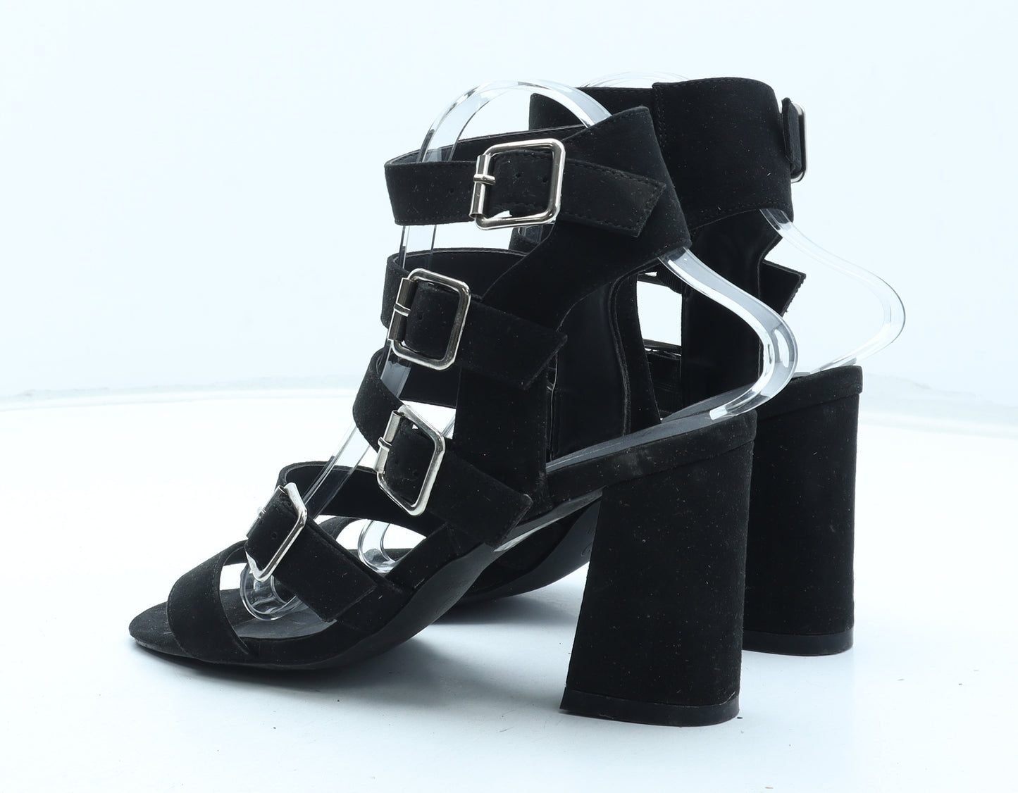Truffle Womens Black Polyurethane Gladiator Heel UK