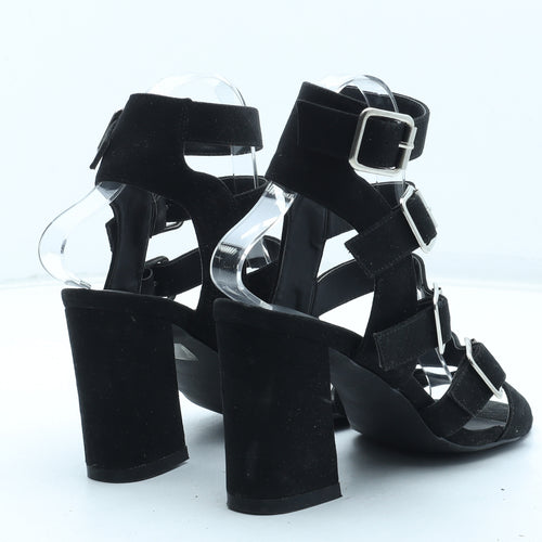 Truffle Womens Black Polyurethane Gladiator Heel UK