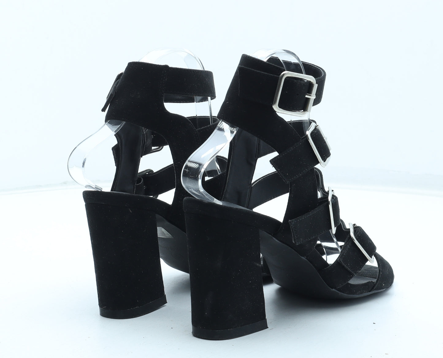 Truffle Womens Black Polyurethane Gladiator Heel UK