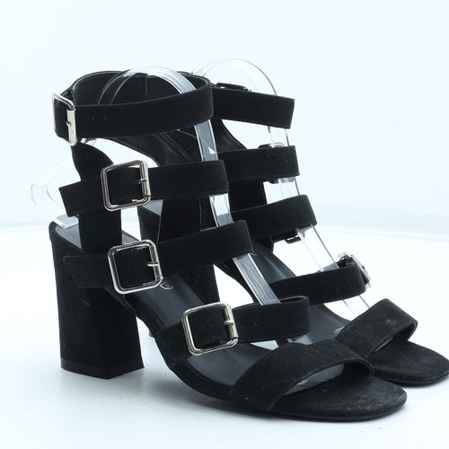 Truffle Womens Black Polyurethane Gladiator Heel UK