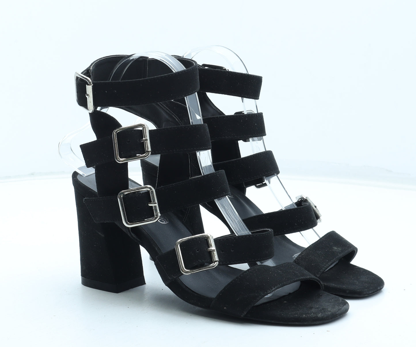 Truffle Womens Black Polyurethane Gladiator Heel UK