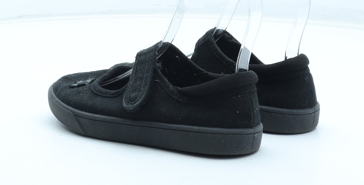 Clarks Girls Black Polyester Mary Jane Casual UK 11 - Flower Detail