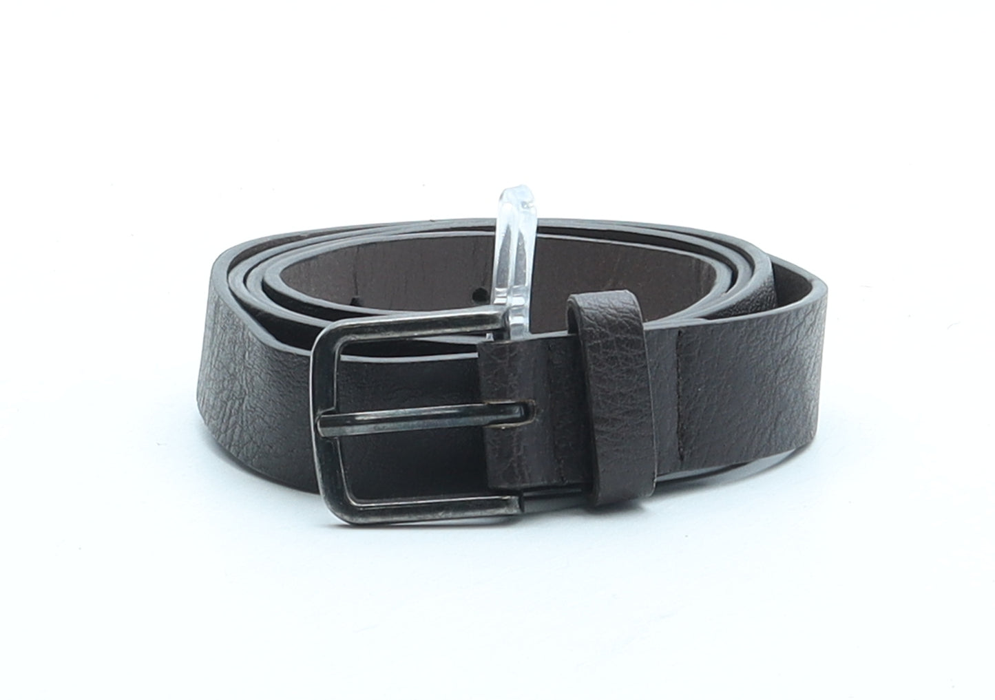 Zara Mens Brown Solid Faux Leather Dress Belt Belt One Size