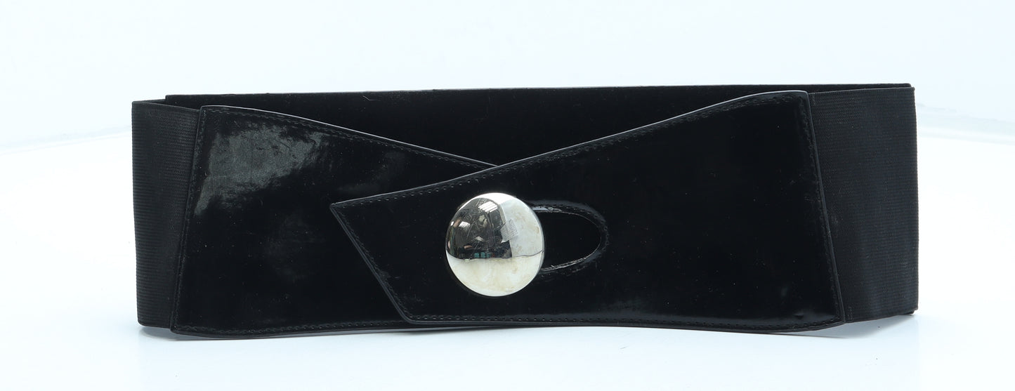 Preworn Womens Black Solid PVC Waist Belt Belt One Size