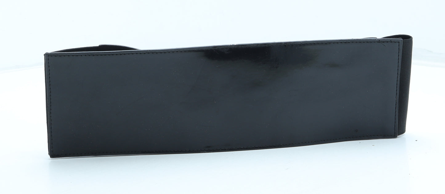 Preworn Womens Black Solid PVC Waist Belt Belt One Size
