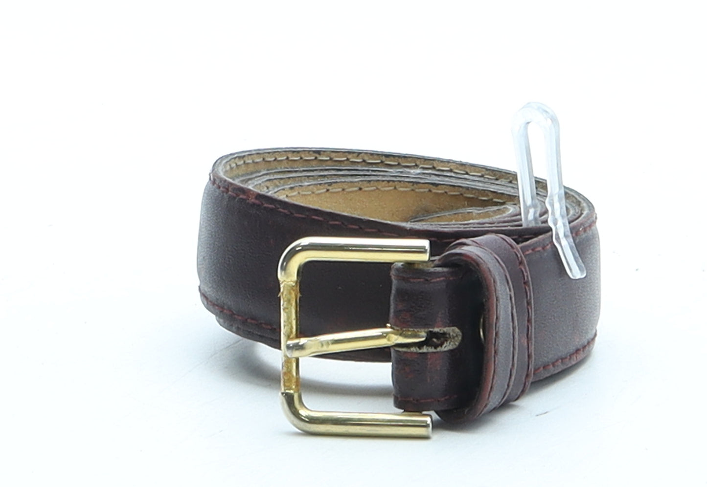 Preworn Womens Brown Solid Leather Dress Belt Belt Size S
