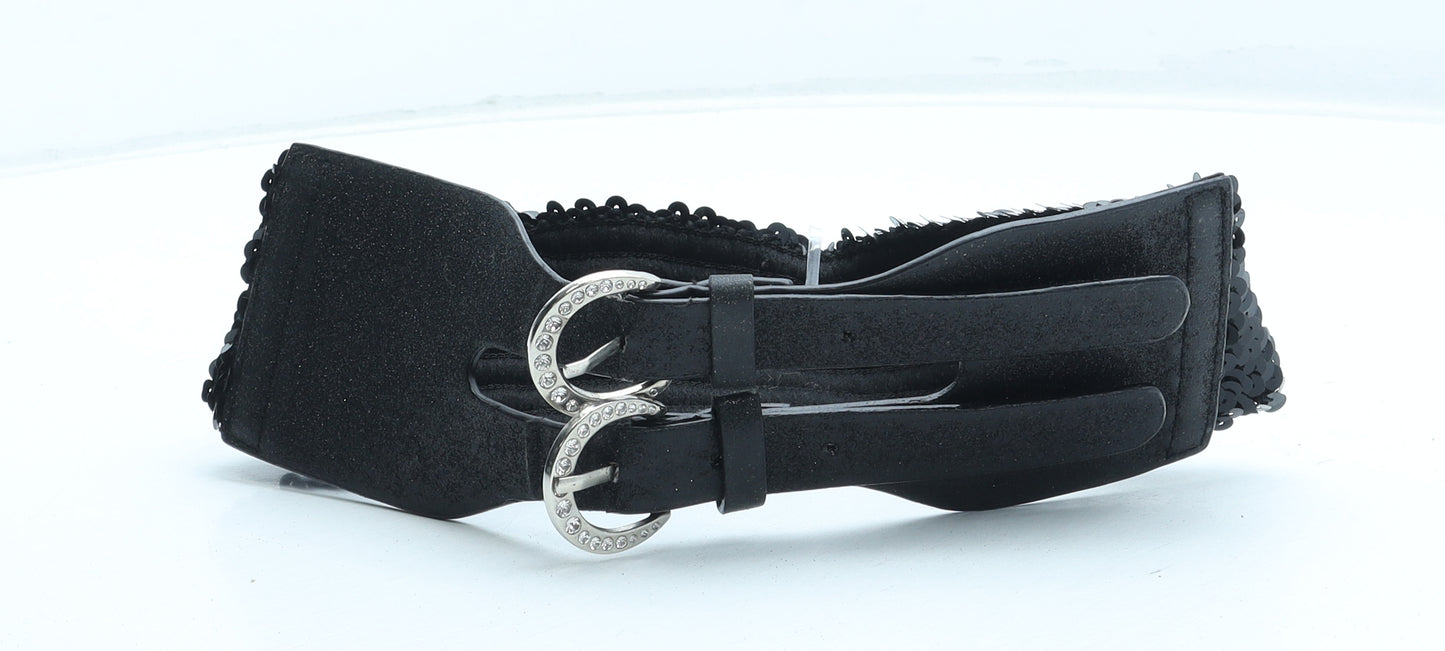 Preworn Womens Black Solid Polyester Fashion Belt Belt Size M