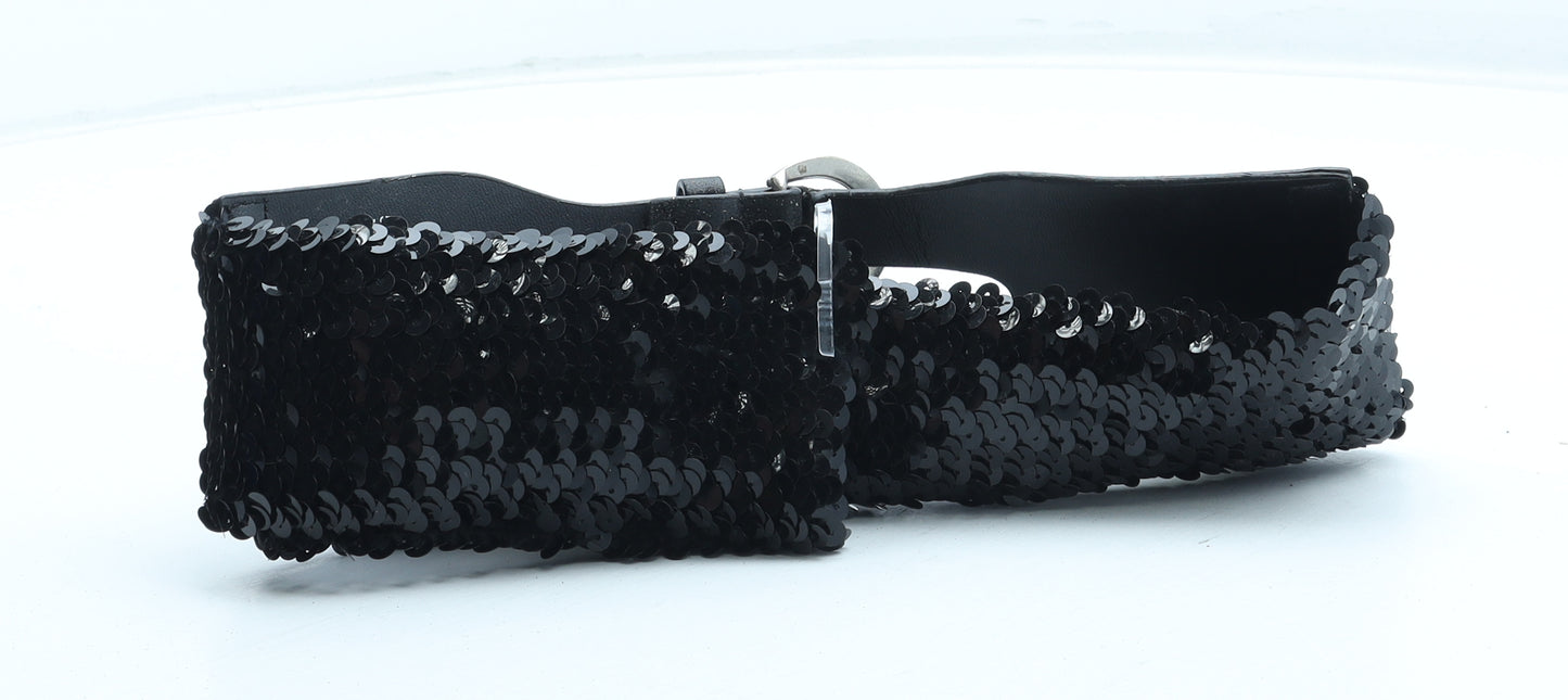Preworn Womens Black Solid Polyester Fashion Belt Belt Size M