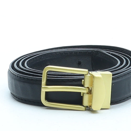 Preworn Womens Black Solid Faux Leather Basic Belt Belt One Size