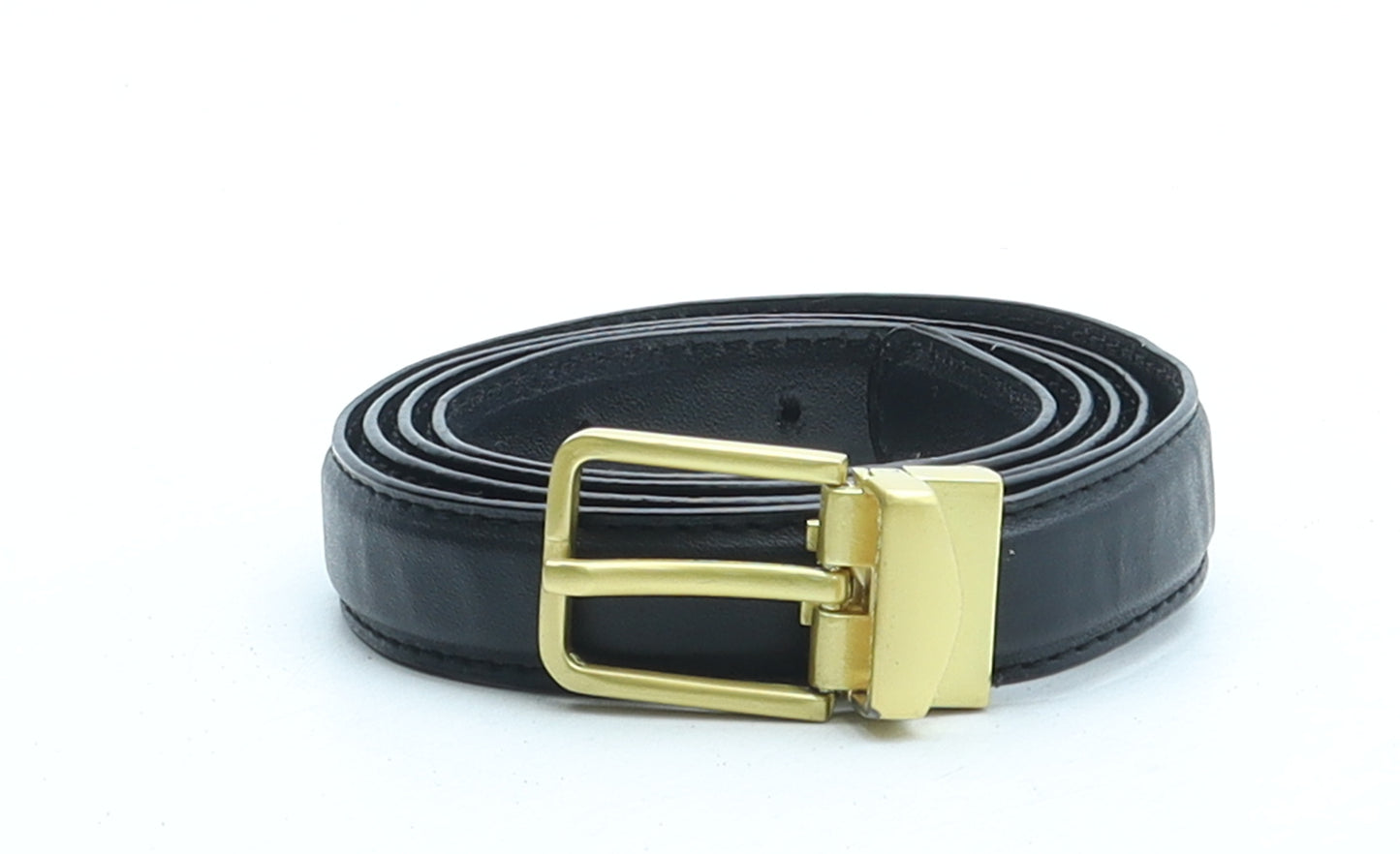 Preworn Womens Black Solid Faux Leather Basic Belt Belt One Size