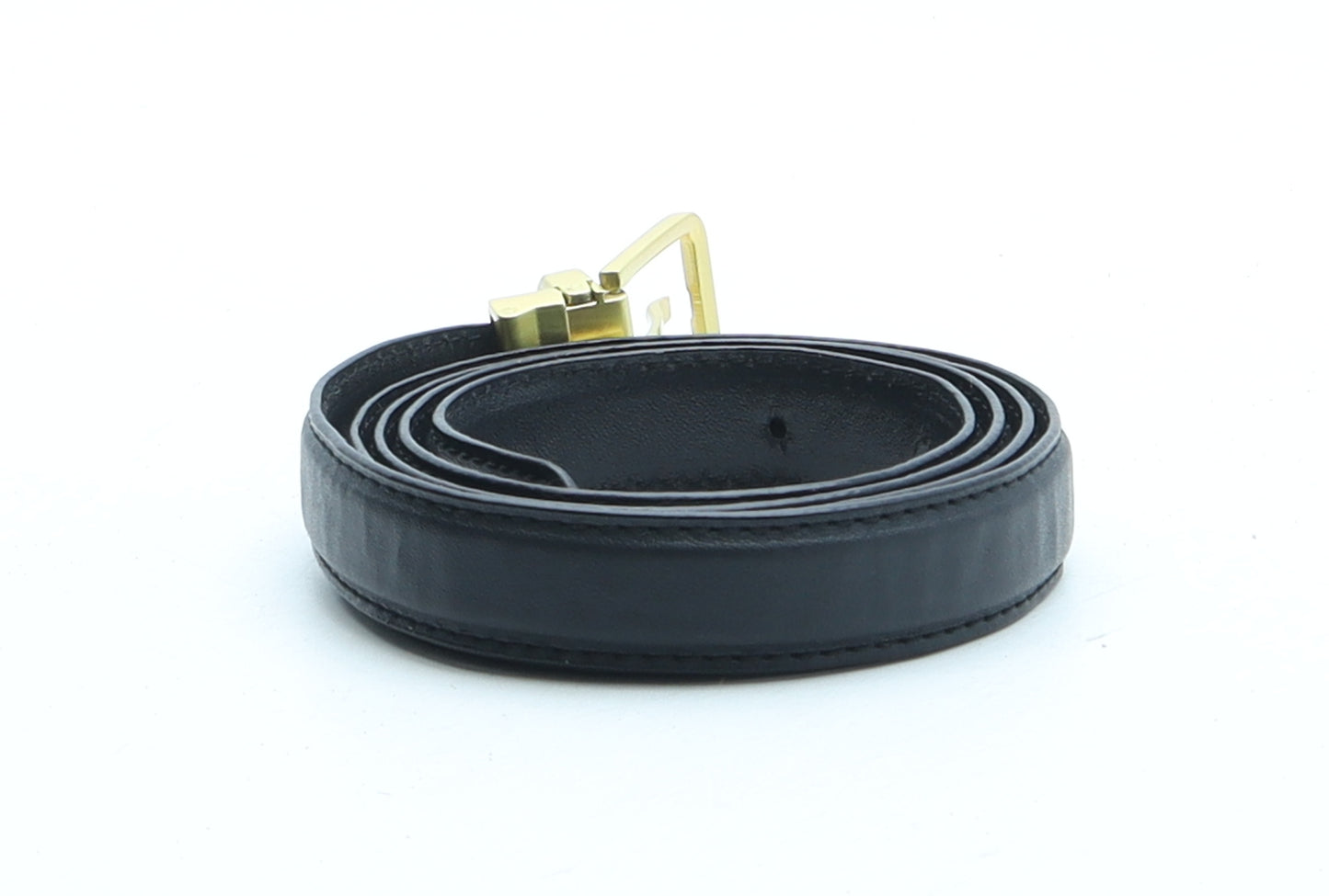 Preworn Womens Black Solid Faux Leather Basic Belt Belt One Size