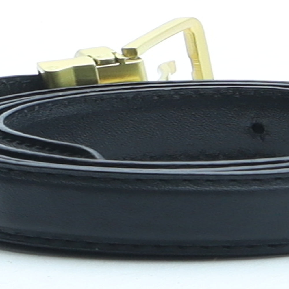 Preworn Womens Black Solid Faux Leather Basic Belt Belt One Size
