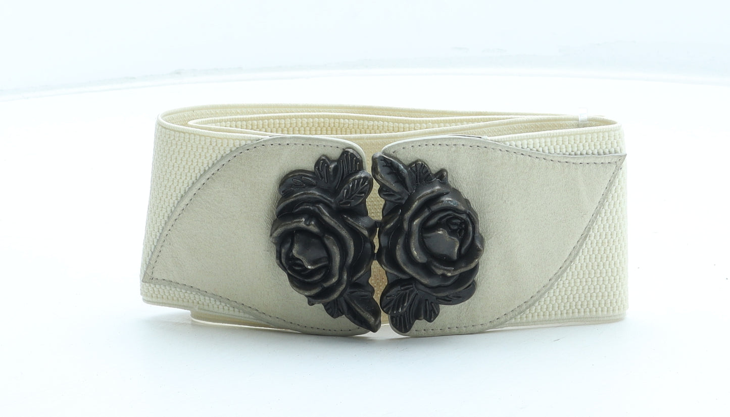 Preworn Womens Ivory Floral Polyester Fashion Belt Belt One Size - Elasticated