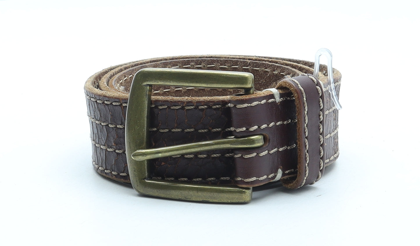 Lucky Brand Mens Brown Solid Leather Dress Belt Belt One Size