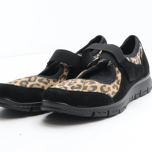 Hotter Womens Black Animal Print Synthetic Trainer Casual UK - Leopard Pattern