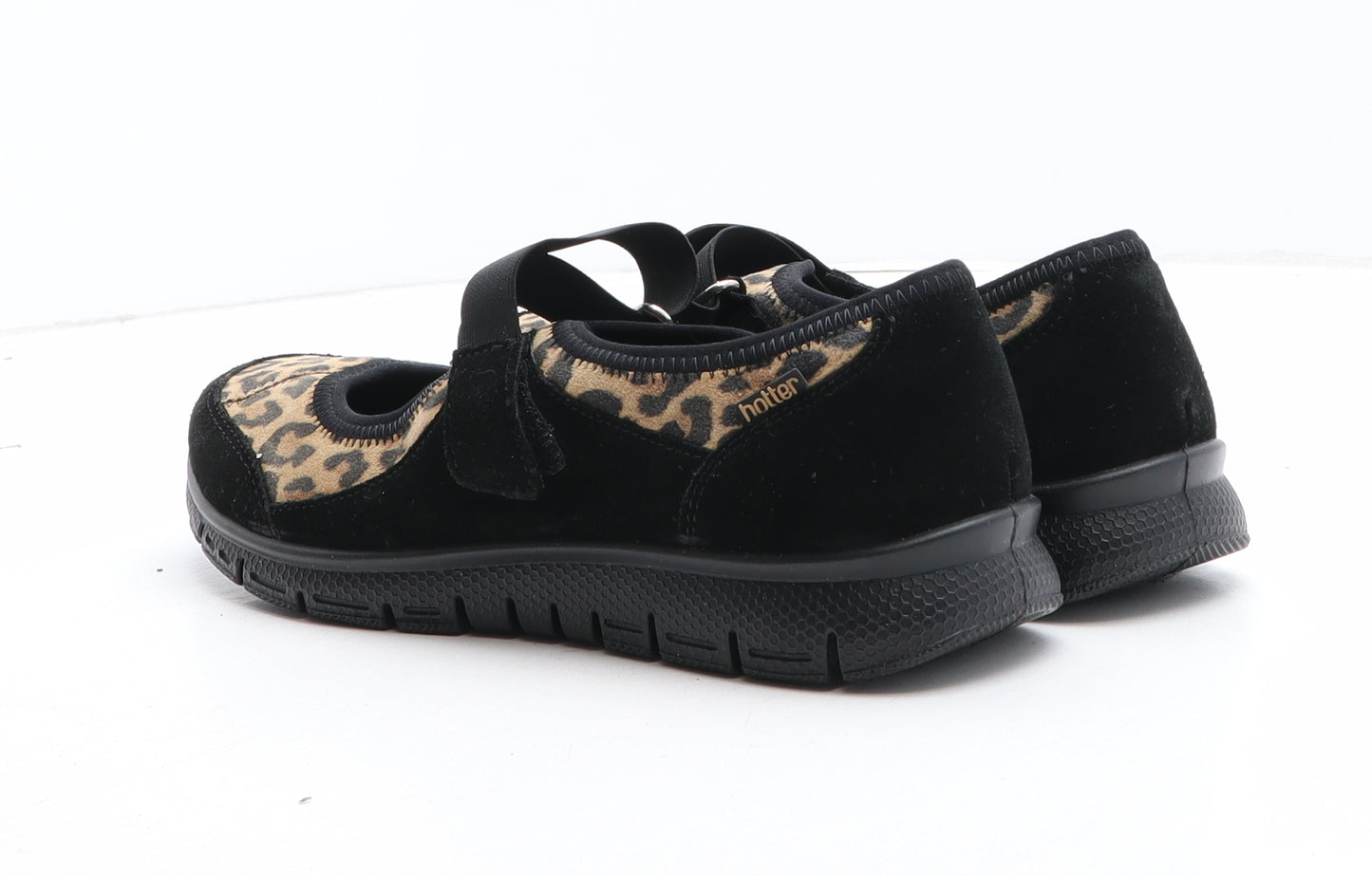 Hotter Womens Black Animal Print Synthetic Trainer Casual UK - Leopard Pattern