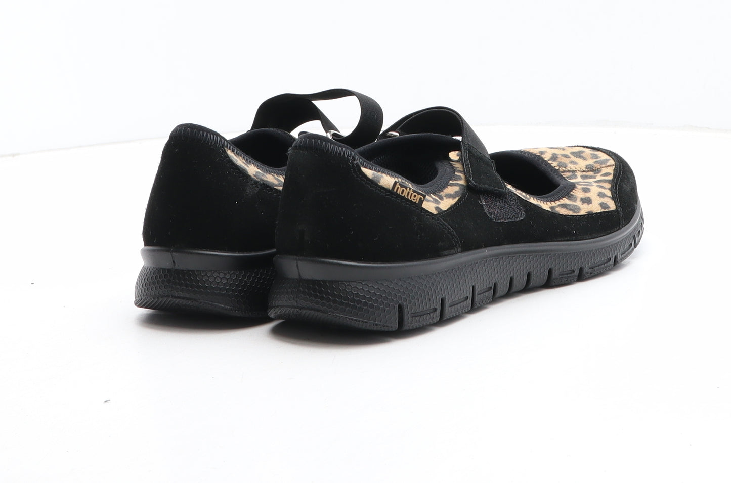 Hotter Womens Black Animal Print Synthetic Trainer Casual UK - Leopard Pattern