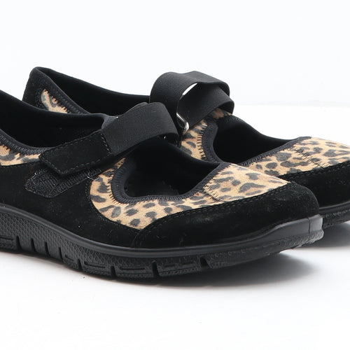 Hotter Womens Black Animal Print Synthetic Trainer Casual UK - Leopard Pattern