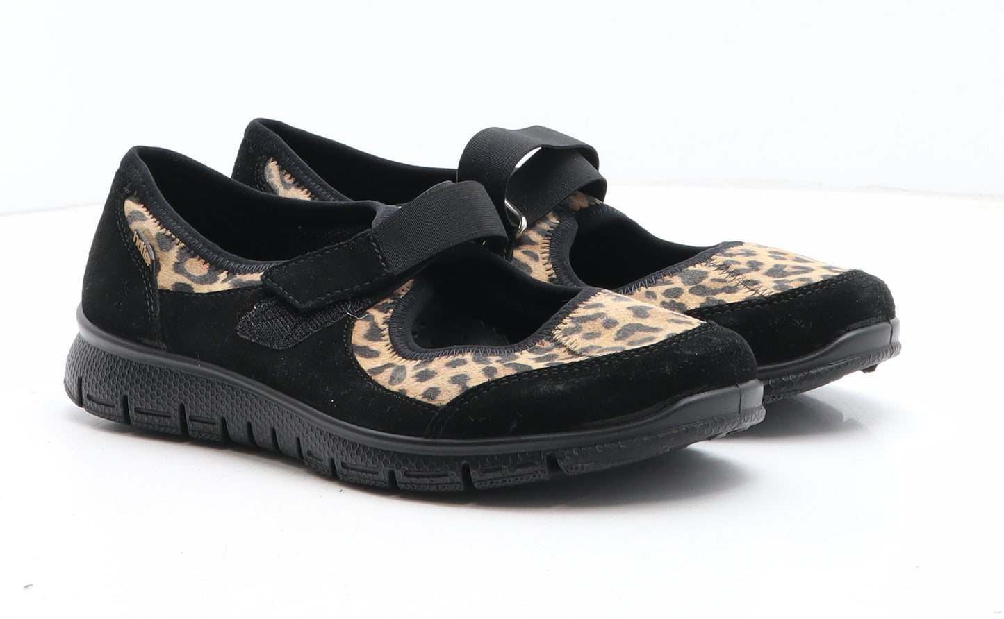 Hotter Womens Black Animal Print Synthetic Trainer Casual UK - Leopard Pattern