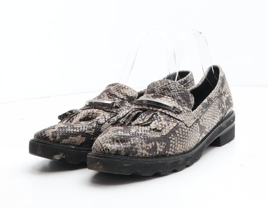 Preworn Womens Brown Animal Print Synthetic Slip On Casual UK - Snakeskin Pattern UK Size Estimated 8
