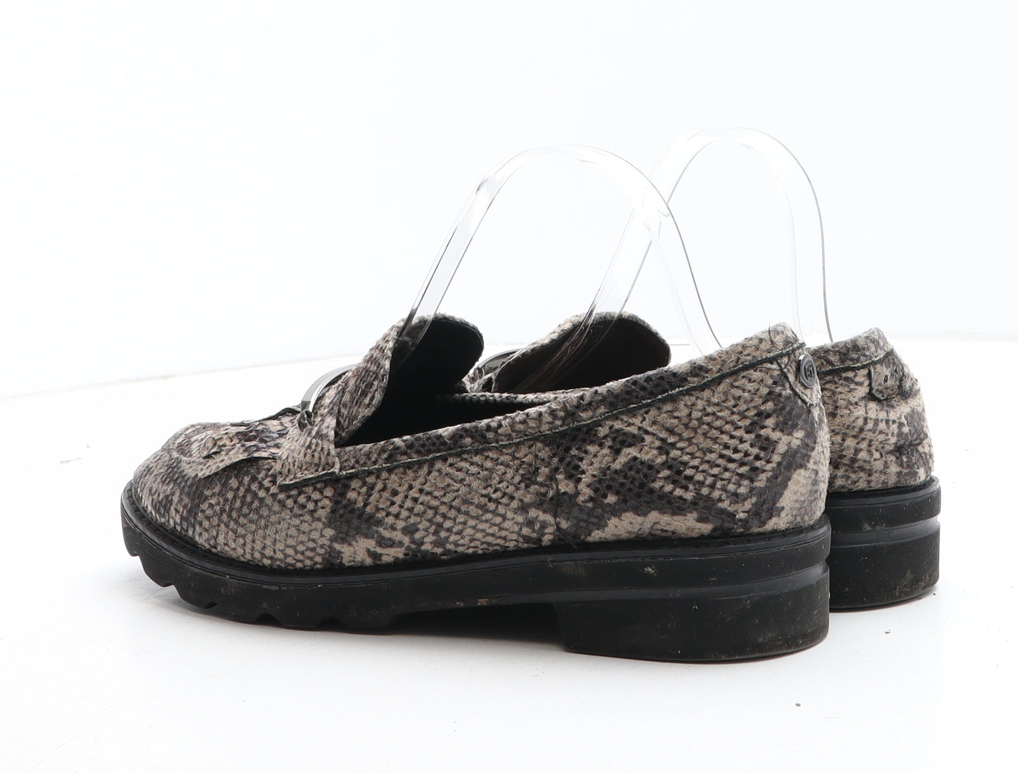 Preworn Womens Brown Animal Print Synthetic Slip On Casual UK - Snakeskin Pattern UK Size Estimated 8